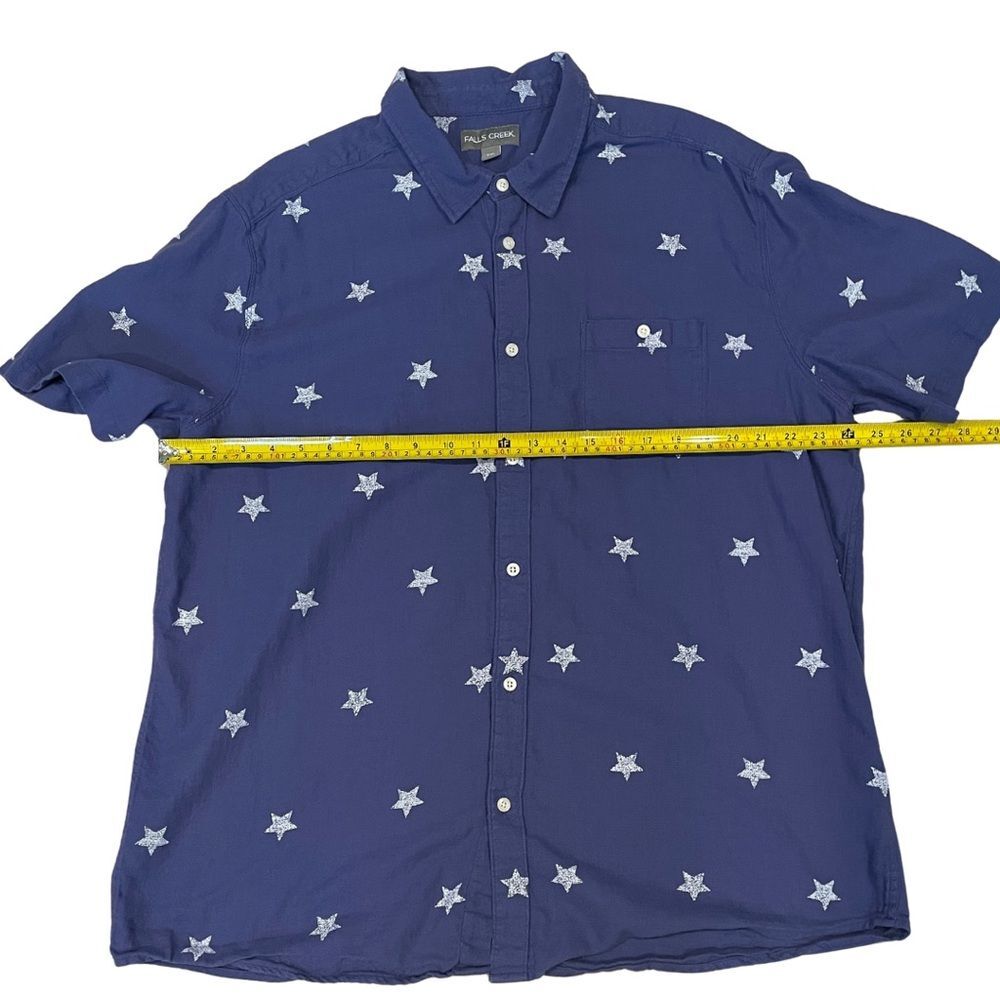 Falls Creek Men's Casual Star Print Shirt - Dark Blue XXL - Picture 4 of 7